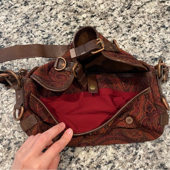 Vintage Cynthia Rowley Tapestry Purse Leather - Picture 5 of 8
